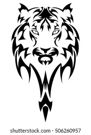 Vector tiger's head as a design element on isolated background
