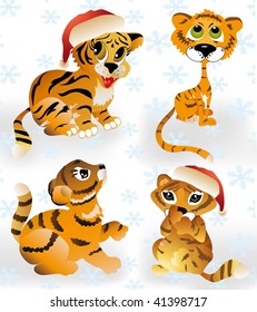 vector tigers set