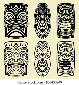 Vector Tiki Masks