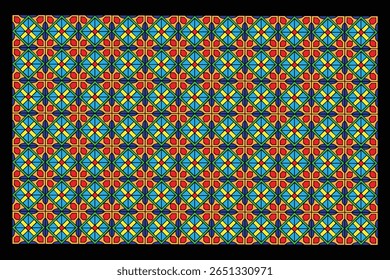 Vector tile design in green, yellow, and red gradients, suitable for dynamic wallpapers, bold flooring concepts, or statement wall backgrounds in interiors.

