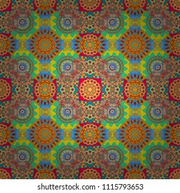 Vector tile pattern, Lisbon floral mosaic. Mediterranean seamless blue, pink and yellow ornament.