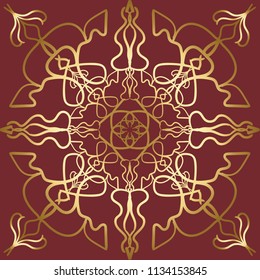 Vector tile pattern, Lisbon floral mosaic. Majolica pottery tile. Tile with Islam, Arabic, Indian, ottoman, Turkish, mediterranean motifs. Portuguese and Spain decor. Vector illustration. Ceramic tile