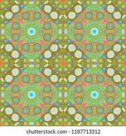Vector tile pattern, Lisbon floral mosaic. Mediterranean seamless blue, orange and green ornament.