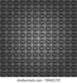 Vector tiled background. Abstract holiday wrapping paper in black, white and gray. Fabric spring ornament with tiles. Seamless rhombus pattern. Pin up style. Traditional design of 50s.