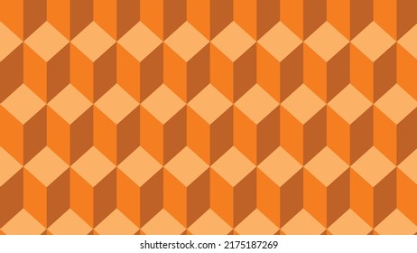 Fondo vectorial de baldosas en tonos anaranjados. Bloques con un lado vertical más largo colocado en la superficie. Fondo geométrico con objetos adyacentes.