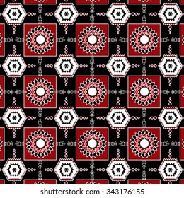  Vector tiled red and black geometric pattern.
