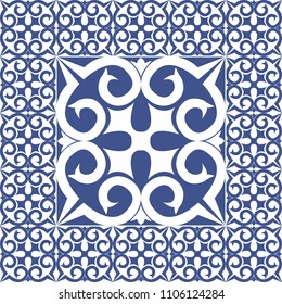 Vector tiles background in portuguese style. For wallpaper, backgrounds, decoration for your design, ceramic, page fill and more.