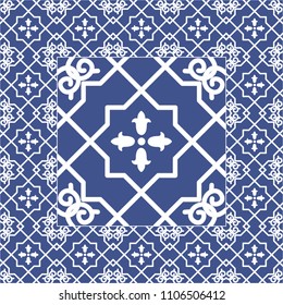 Vector tiles background in portuguese style. For wallpaper, backgrounds, decoration for your design, ceramic, page fill and more.
