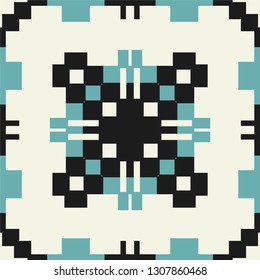Vector tiles design, Azulejo seamless pattern, abstract and floral decoration inspired by tranditional tile art from Portugal and Spain. Gray Lisbon old mosaic, retro tiles background.