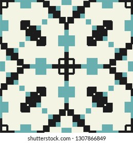Vector tiles design, Azulejo seamless pattern, abstract and floral decoration inspired by tranditional tile art from Portugal and Spain. Gray Lisbon old mosaic, retro tiles background