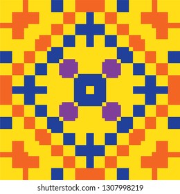 Vector tiles design, Azulejo seamless pattern, abstract and geometric decoration inspired by tranditional tile art from Portugal and Spain. Orange Lisbon old mosaic, retro tiles background