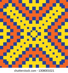 Vector tiles design, Azulejo seamless pattern, abstract and geometric decoration inspired by tranditional tile art from Portugal and Spain. Orange Lisbon old mosaic, retro tiles background
