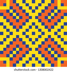 Vector tiles design, Azulejo seamless pattern, abstract and geometric decoration inspired by tranditional tile art from Portugal and Spain. Orange Lisbon old mosaic, retro tiles background