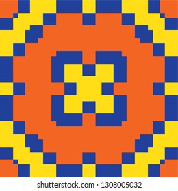 Vector tiles design, Azulejo seamless pattern, abstract and geometric decoration inspired by tranditional tile art from Portugal and Spain. Orange Lisbon old mosaic, retro tiles background