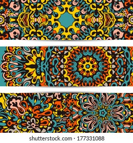 Vector tiles ethnic summer abstract banner