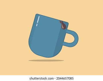 vector of a tilted cup of chocolate with a few drops of chocolate