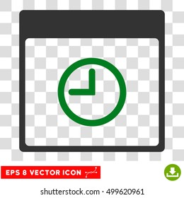 Vector Time Calendar Page EPS vector pictogram. Illustration style is flat iconic bicolor green and gray symbol on a transparent background.