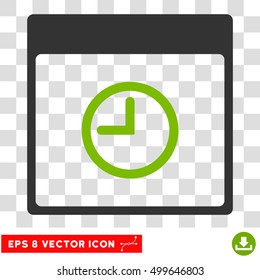 Vector Time Calendar Page EPS vector icon. Illustration style is flat iconic bicolor eco green and gray symbol on a transparent background.