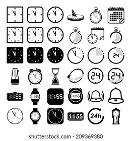 Vector time and clock icon set