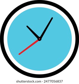 Vector Time and Clock icon in thin line style. Colorful clock icon. Vector illustration, eps10.