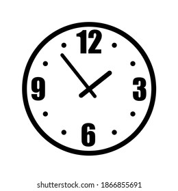 Vector time and clock sign. Horizontal illustration of analog clock icon symbol. Circle arrow icon. Vector illustration.