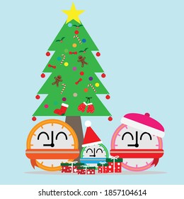 vector Time with family during Christmas flat icon background 