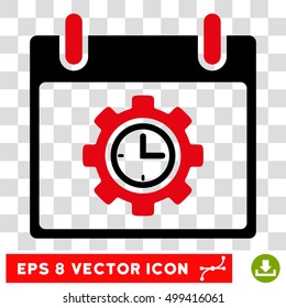 Vector Time Gear Calendar Day EPS vector pictogram. Illustration style is flat iconic bicolor intensive red and black symbol on a transparent background.