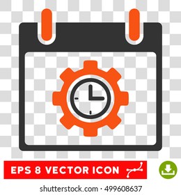 Vector Time Gear Calendar Day EPS vector pictogram. Illustration style is flat iconic bicolor orange and gray symbol on a transparent background.