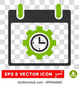 Vector Time Gear Calendar Day EPS vector pictogram. Illustration style is flat iconic bicolor eco green and gray symbol on a transparent background.