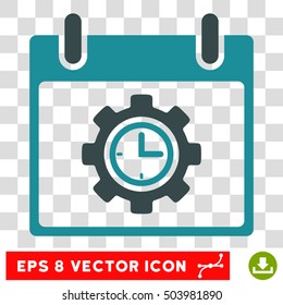 Vector Time Gear Calendar Day EPS vector icon. Illustration style is flat iconic bicolor soft blue symbol on a transparent background.