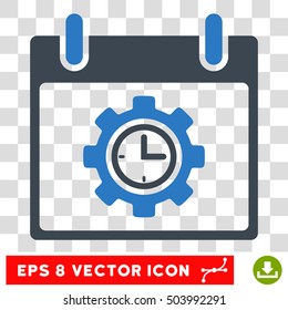 Vector Time Gear Calendar Day EPS vector pictograph. Illustration style is flat iconic bicolor smooth blue symbol on a transparent background.