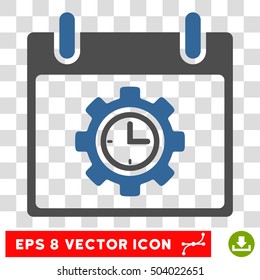 Vector Time Gear Calendar Day EPS vector icon. Illustration style is flat iconic bicolor cobalt and gray symbol on a transparent background.