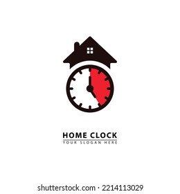 icono del logotipo del hogar de tiempo vectorial. gráficos vectoriales de reloj combinado de casa, estilo sencillo y elegante.