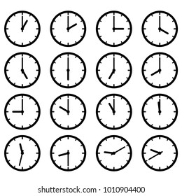 Vector time icon. Clock that show every hour. Vector illustration on white set. For business / sport / timer / web . Abstract symbol. Can edit.