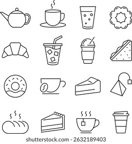 Vector Monochrome　Tea Time Icon Set