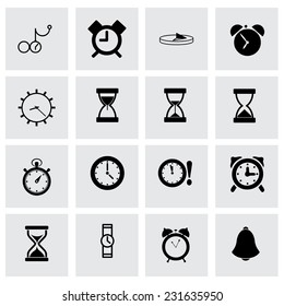 Vector time icon set on grey background