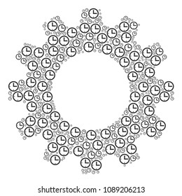 Vector time icons are formed into gear figure. Machinery design concept constructed of time components.
