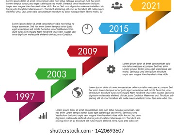 Vector Time line with arrow and icons