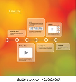 Vector time line template. Layout with much space for your content. Elements for your website or presentation. Sizable and editable friendly. Fresh, modern design.