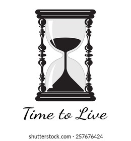Vector  time to live. Vintage hourglass. Vintage clock. File format eps 10