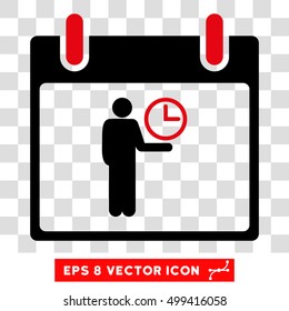 Vector Time Manager Calendar Day EPS vector pictogram. Illustration style is flat iconic bicolor intensive red and black symbol on a transparent background.
