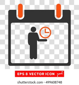 Vector Time Manager Calendar Day EPS vector icon. Illustration style is flat iconic bicolor orange and gray symbol on a transparent background.