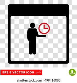 Vector Time Manager Calendar Page EPS vector icon. Illustration style is flat iconic bicolor intensive red and black symbol on a transparent background.