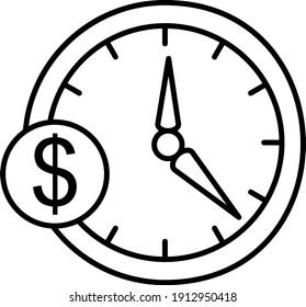 El tiempo del vector es el diseño del icono de esquema del dinero
