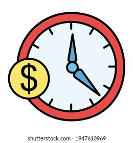 Vector Time Is Money Outline Icon Design
