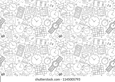 Vector Time pattern. Time seamless background