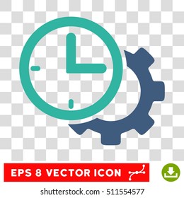 Vector Time Setup EPS vector pictogram. Illustration style is flat iconic bicolor cobalt and cyan symbol on a transparent background.