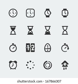 Vector time and timepieces mini icons set