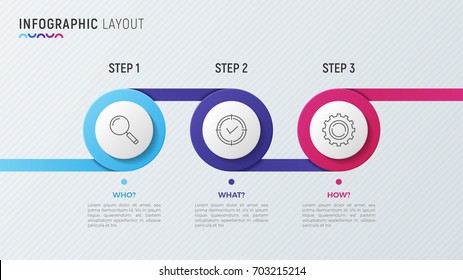 Vector Timeline Chart Infographic Design For Data Visualization. 3 Steps, Options, Processes.