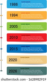 Vector timeline with color icons and place for text